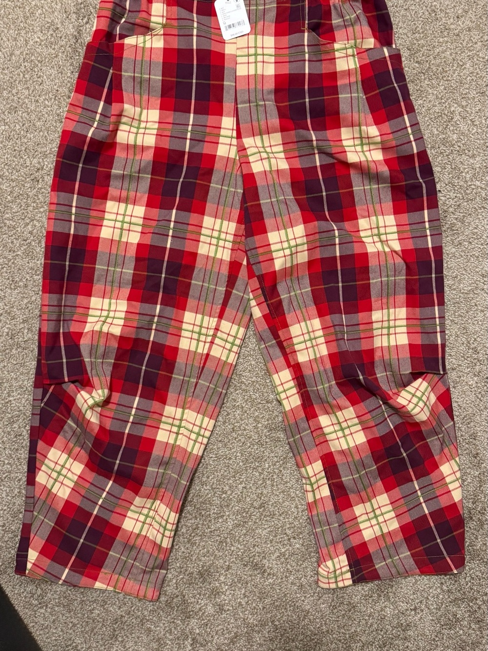 Free People Green Plaid Lined Pants